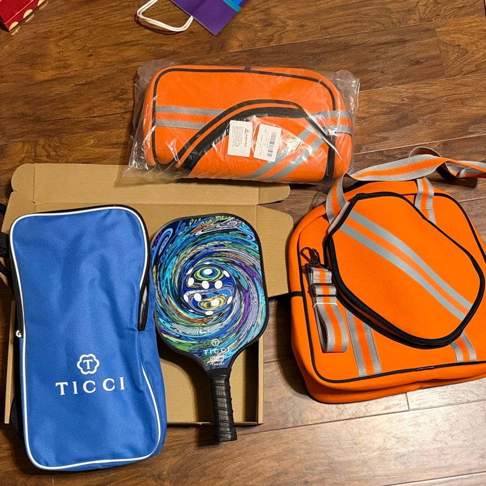Ticci Tonetto Orange and Blue Bag Pickle Ball Set